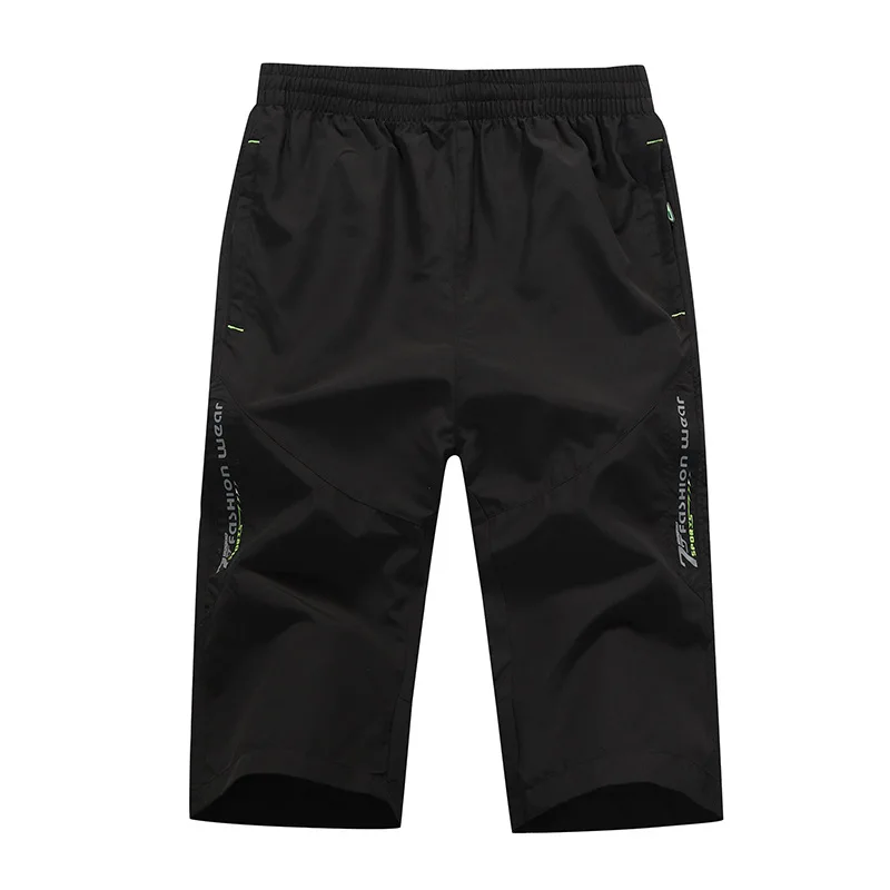 Брюки карго мужские летние мужские быстросохнущие брюки укороченные брюки тонкие уличные укороченные - Цвет: Черный