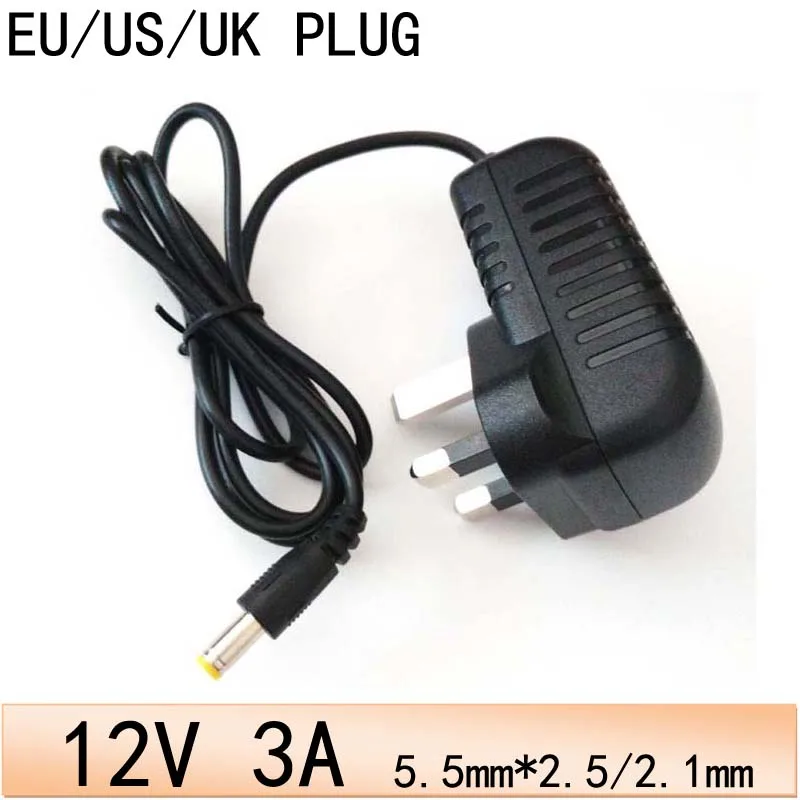US/EU/UK вилка AC 100V 240V ac/dc адаптер 3000mA 12V источник питания 3A настенный 5 5mm x 2 для