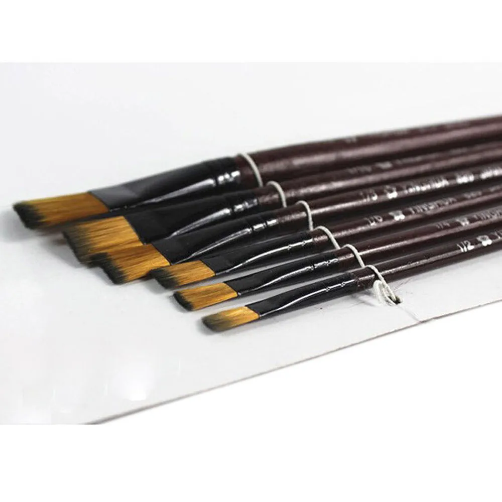 Pack of 6 Art Brown Nylon Paint Brushes for Acrylic 10.11 -