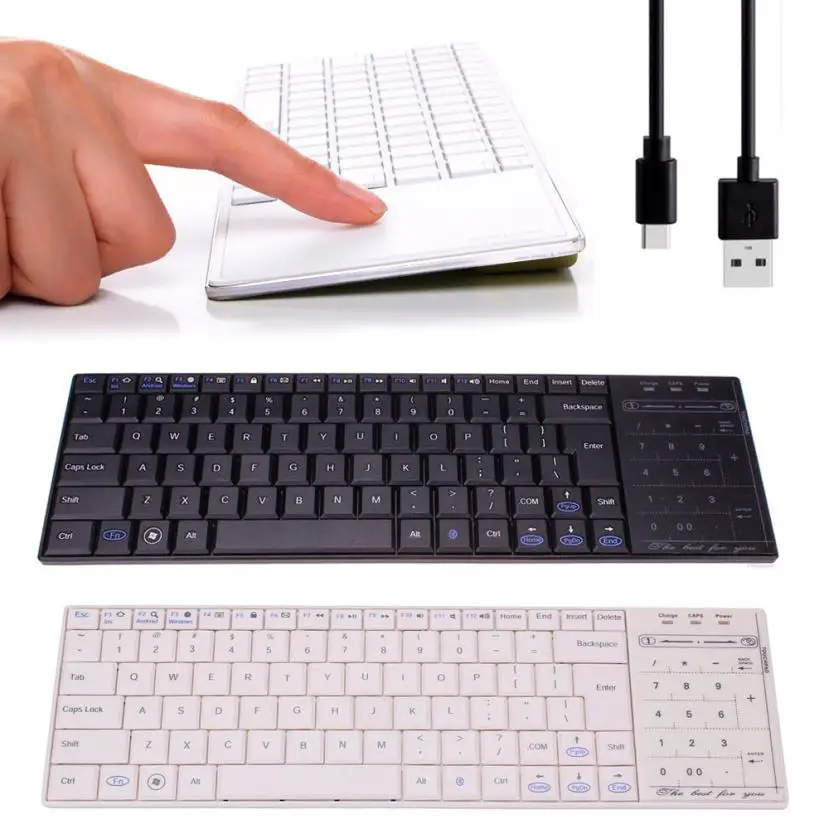 Best Del Bluetooth 3.0 Ultra Slim Mini Keyboard Touch Pad Mouse for iOS
