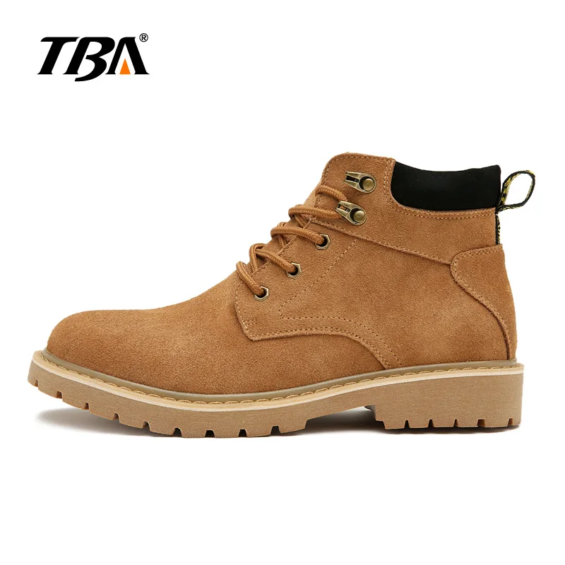 2018 TBA 3809# Men's British Trend Warm Casual Boots Brown Cow Split with Flock Upper Muscle Outosle Male Walking Shoes | Спорт и