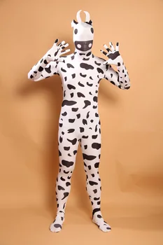 

(LP20158183) Black And White Cow Lycra Spandex Zentai Suit Halloween Costume