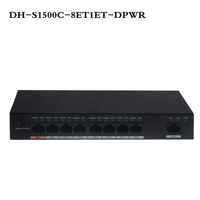 DH DH-S1500C-8ET1ET-DPWR с логотипом PoE коммутатор 8CH Ethernet переключатель питания Поддержка 802.3af 802.3at POE + Здравствуйте-PoE стандарт питания