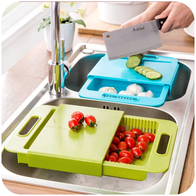 Korean Kitchen Sink Cutting Board Plastic Drain Basket Vegetables Korean Kitchen Sink Cutting Board Plastic Drain Basket Vegetables Cut With One Washing Rack