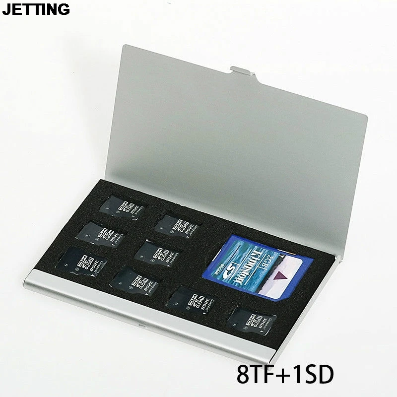 JETTING 8 in 1 Portable Aluminum Micro For TFSDHC TF MS Memory Card Storage Case Box Bag Protector Holder Drop Shipping