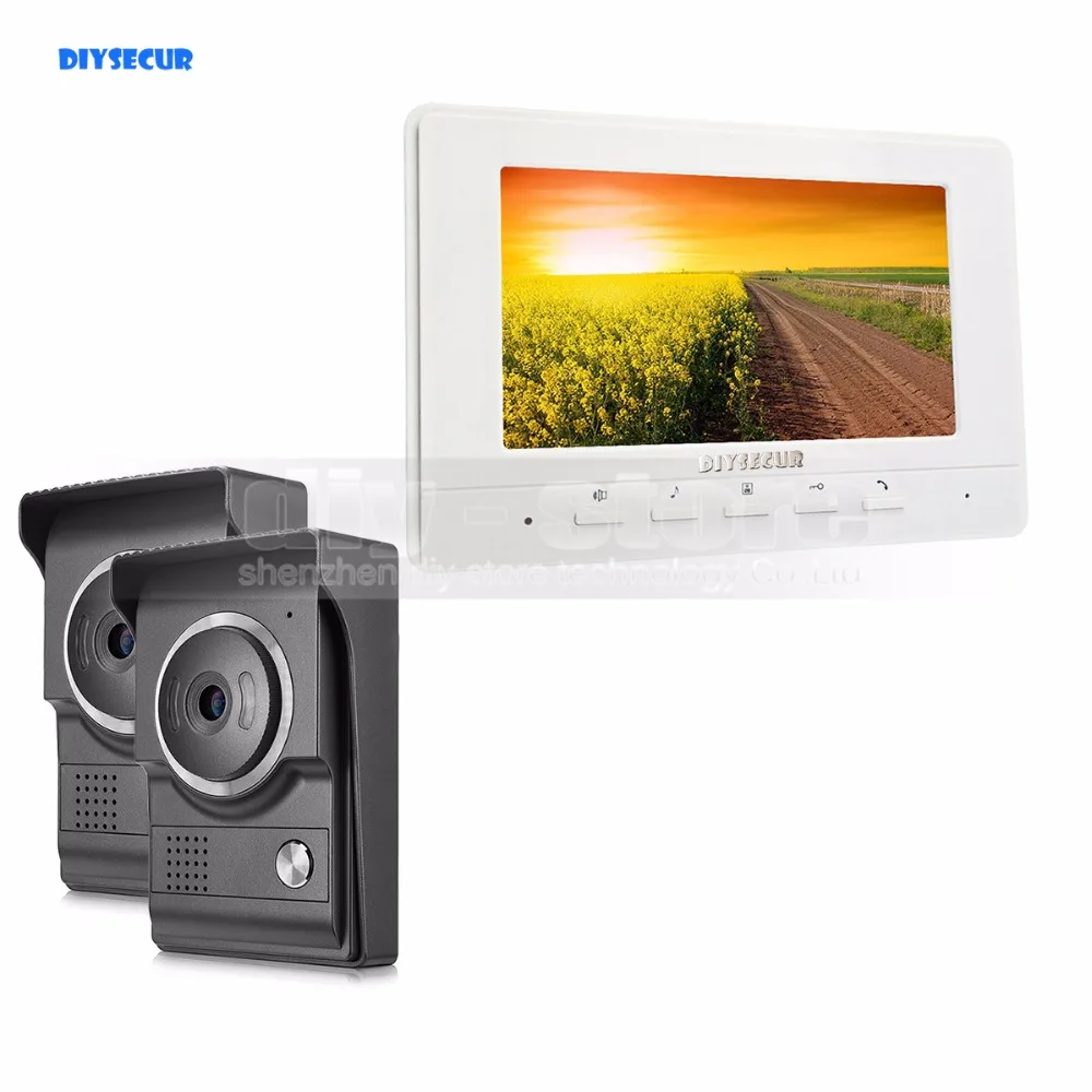 Best DIYSECUR 7inch Video Intercom Video Door Phone 700TV Line IR Night Vision HD Camera for Home Office Factory White 2V1