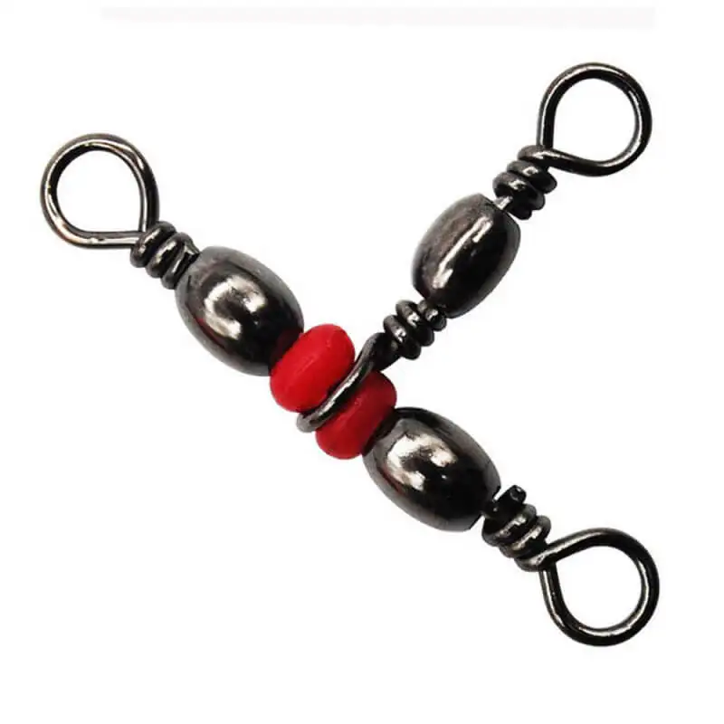 Buy 50pcs 3 Way Tee Barrel Fishing Triple Swivels Brass Fishing Swivel Tackle