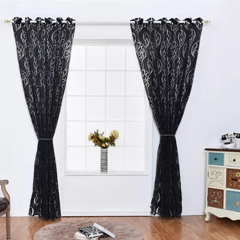 

Curtains For Living Room Semi-Shading Home Curtain Black Elegant Printing Office Cool Elegant Curtains Women Window Curtains