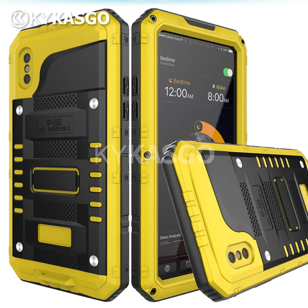 

100pcs Metal Aluminum Armor Hybird Waterproof Case For iPhone X 8 7 Plus 6 6S Phone Case Anti-knock Dirt-proof Protective Cover