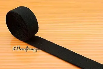 

5 yards 1 inch( 25 mm ) heavy weight cotton webbing key fob strap black ZA17