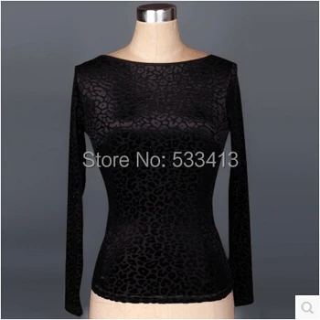 

Latin dance costume senior Stone pattern long sleeves top women winter latin dance jaket latin dance exercise costume top