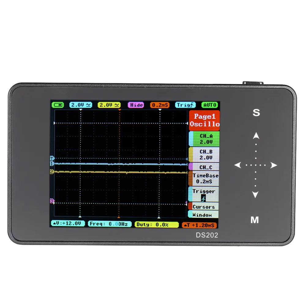 

Professional Mini Digital Oscilloscope 2-channel Oscilloscope USB Interface LCD Display Touch Screen USB Portable DS202 1MHz