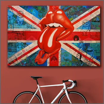 

Large size Printing Oil Painting Ron English flag red wall art canvas print pictures for living room and bedroom No Frame