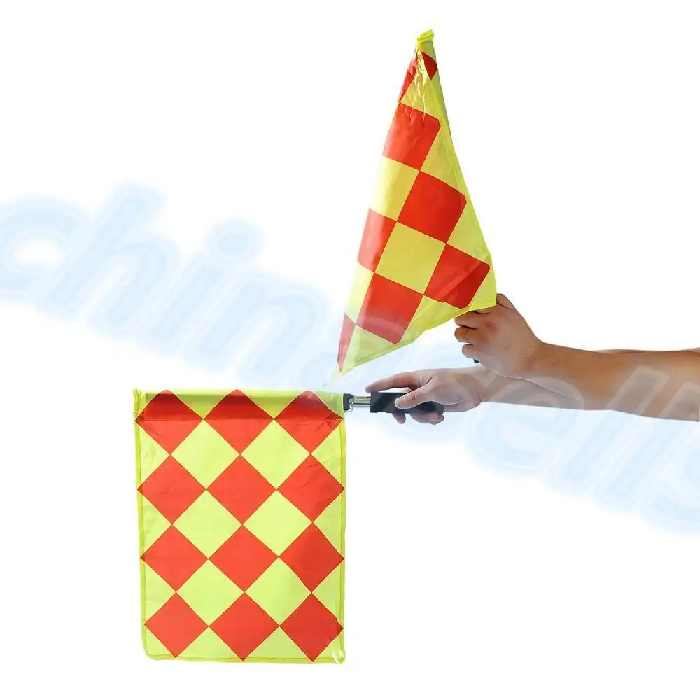 

20pcs stainless steel Soccer Referee Flag with Bag Football Judge Sideline Sports Match soccer Linesman Flags Referee
