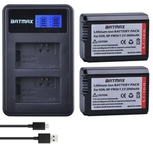 2 Pièces 2000mAh NP-FW50 NP FW50 Caméra Batterie + LCD Chargeur Double USB pour Sony Alpha a6500 a6300 a6000 a5000 a3000 NEX-3 a7R