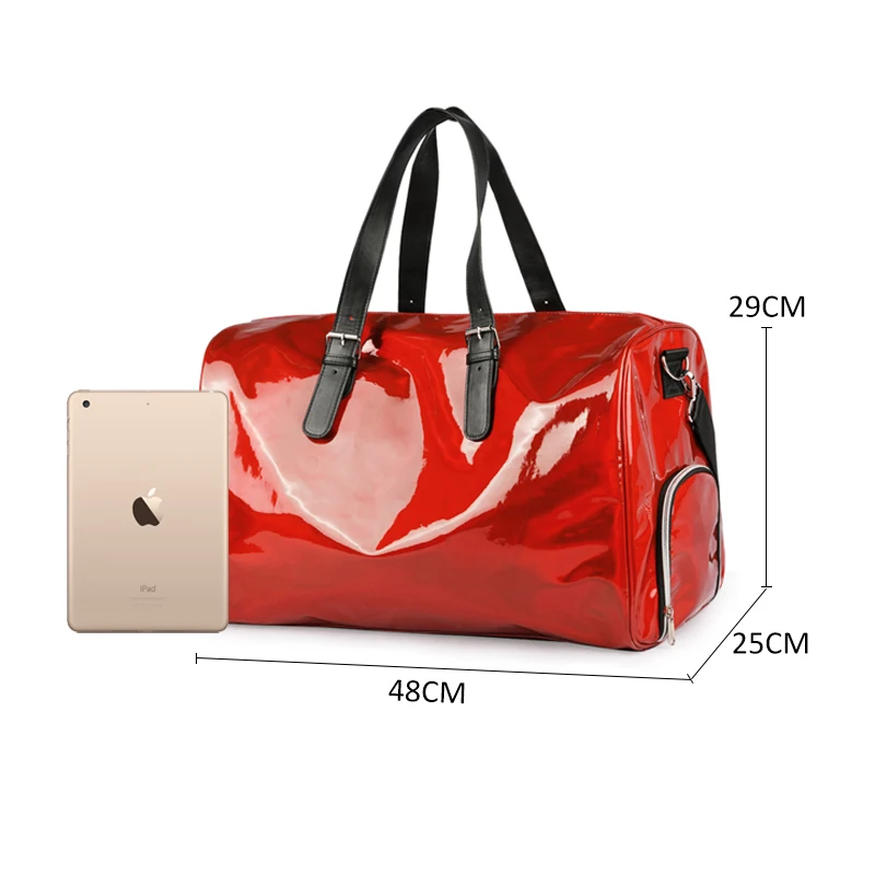 Красная Спортивная Сумка для женщин, сумка для фитнеса, тренировок, йоги, водонепроницаемая Лазерная ПУ блестящая сумка на плечо, дорожная сумка для спорта Blaso XA108D