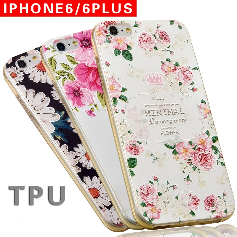 For Apple iPhone 6 for 6s Plus case 3D Embossing Soft Silicone TPU Back With Dust Plug for iPhone 7 plus Cover Case