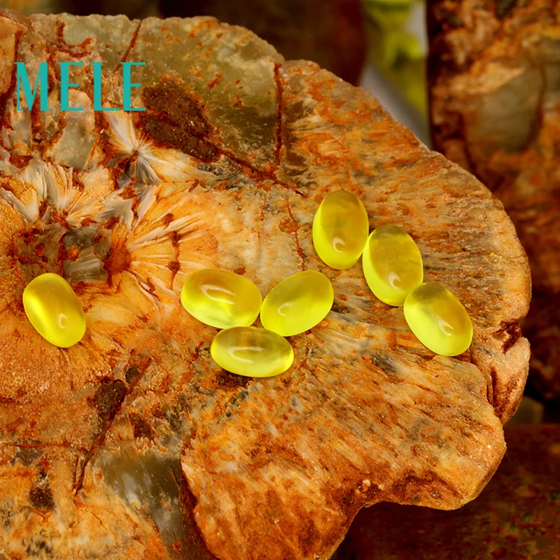 Natural golden yellow prehnite stone 4*6mm oval 0.6ct loose stone DIY matching Designer stone matching for women