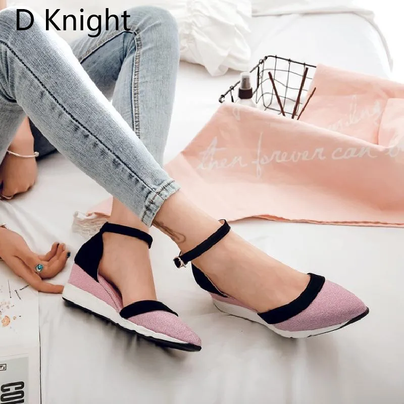 Women Wedges Sandals Mixed Color Block Platform Wedge Heel Ankle Strap Summer Lady High Heels Sandal Closed Toe Pump Shoes Woman (1)