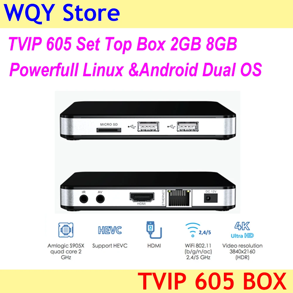 Лучший Linux OS Смарт ТВ коробка IP605 также Android 6 0 S905X 2g 8g вариант 2 4G 5G Wifi двойной