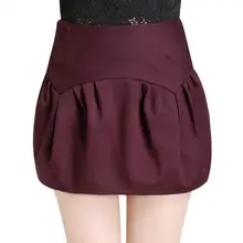 Женские однотонные весенние юбки больших размеров, женские юбки выше колена, Осенние юбки, женские юбки с бутонами, женские плотные короткие юбки с фонариком