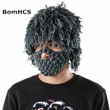 Bomhcs вечерние подарок смешно сумасшедший человек шапочка маска ручной работы вязаная шапка зимняя теплая Кепки