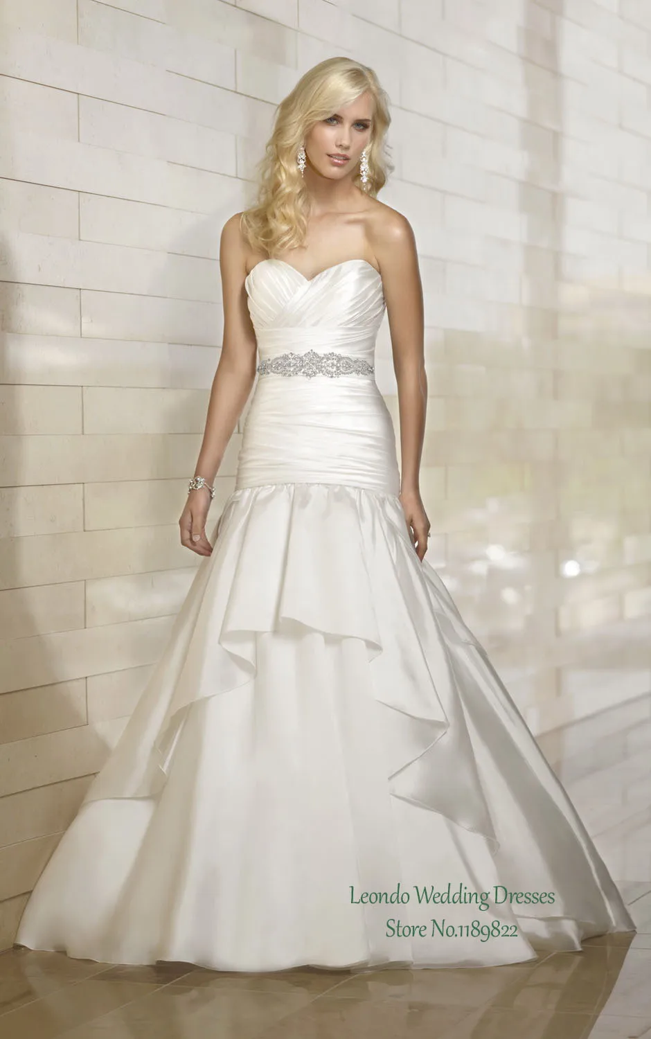 CustomedCustom Made A Line Wedding Dress 2015 Dropped Sweetheart Court Train Stretch Satin Beading Bowknot Gowns|dress quality|dress shirts custom