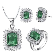 925 наборы из стерлингового серебра Цвет Кристалл для женщин Свадебные украшения стерлингового серебра 925 пробы, красный/фиолетовый/розовое ожерелье серьги SS007