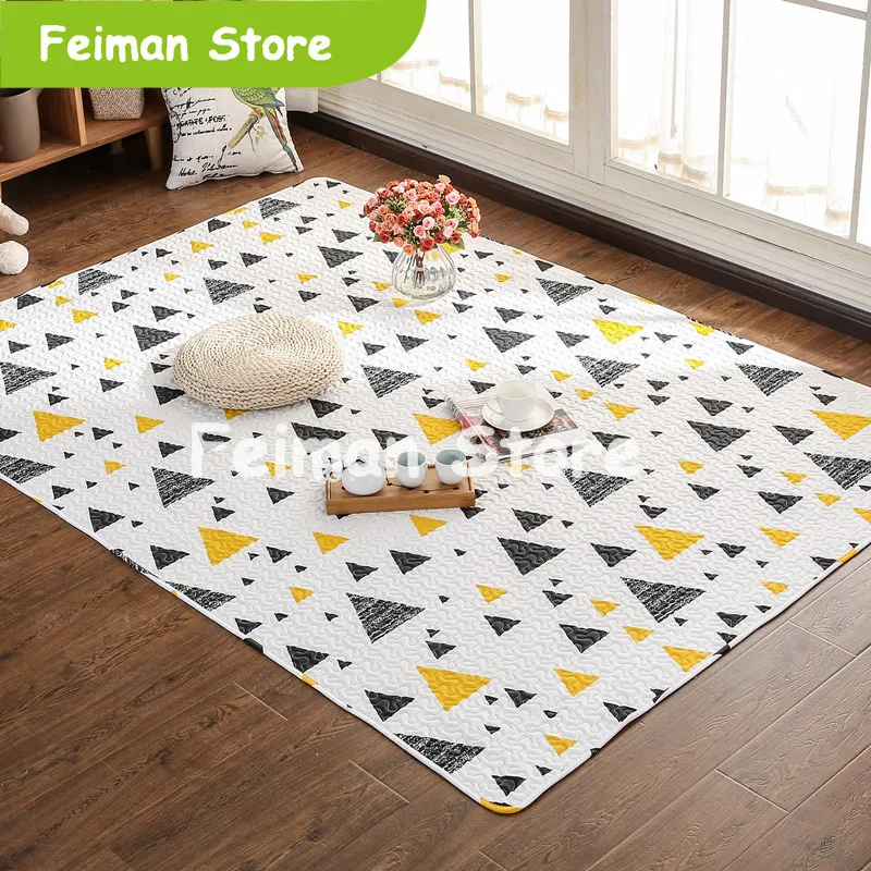 Нордический серый белый ковер геометрические листья мягкий хлопковый коврик Домашний Декор Гостиная Спальня Дети Коврик для лазания