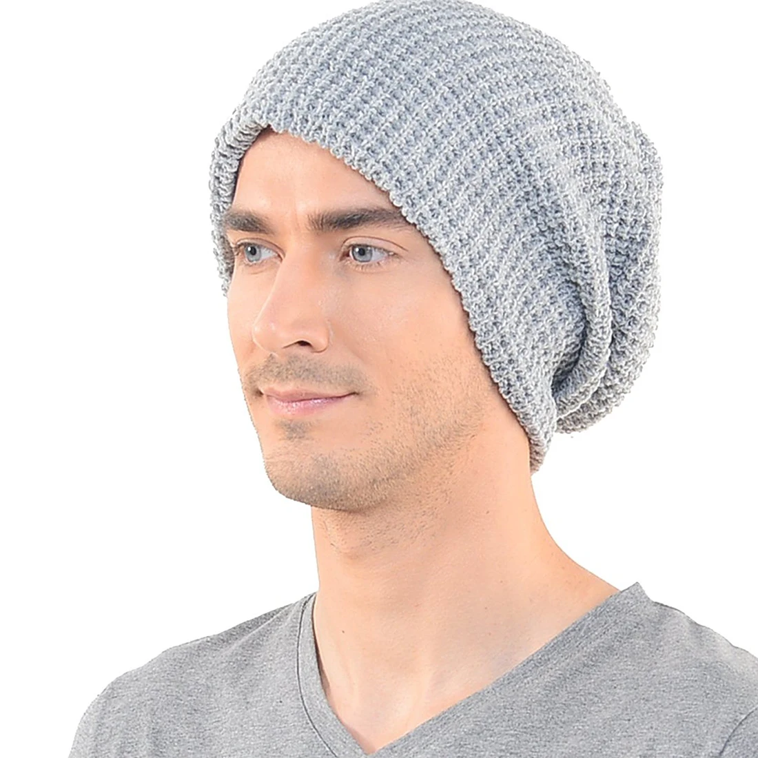 Slouch Long Beanie Winterbeanie Muetze mit Stickmotiv Thorhammer 51105 grau Slouch Long Beanie Winterbeanie Muetze mit Stickmotiv Thorhammer 51105 grau