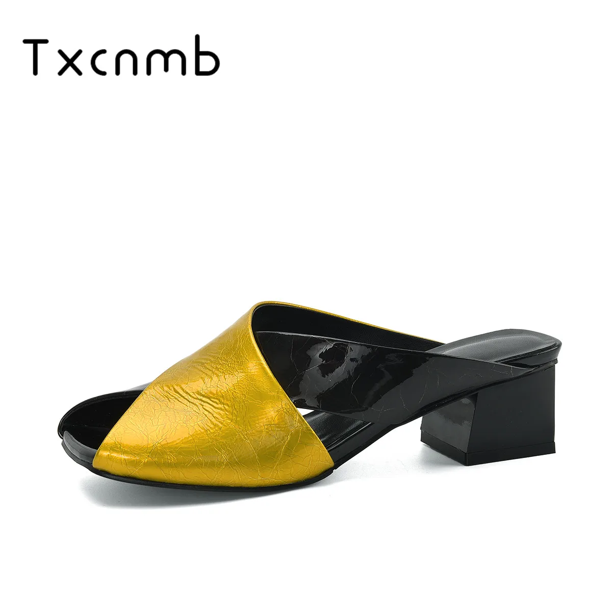 

TXCNMB shoes woman Summer New Fashion Mixed Colors Women Sandals Classic Genuine Leather Strange Heeled Shoes Woman Party Shoes