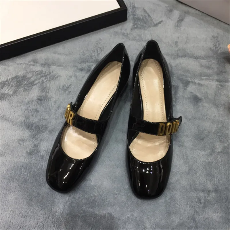 

Brand D luxury designer women's Mary Jane doll shoes Flat bottom solid color shallow mouth Italian leather outsole women's shoes