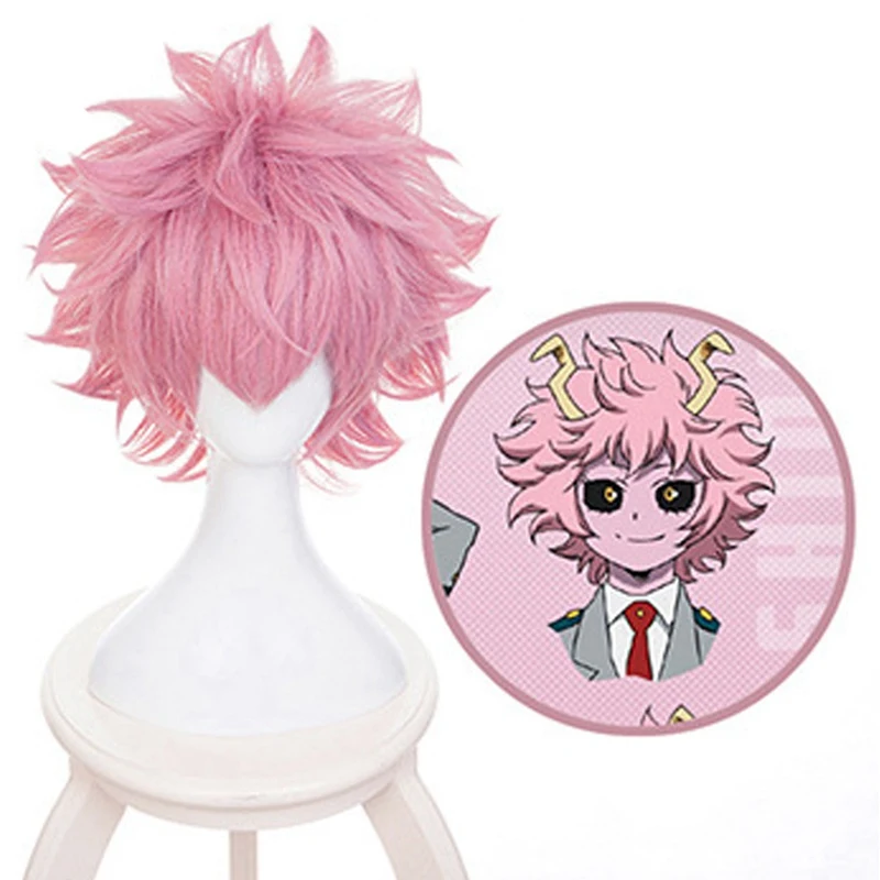 

Boku no Hiro Akademia Mina Ashido short wig My Hero Academia Ashido Mina Pink Cosplay Wig+Wig Cap