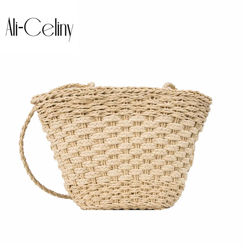 

Korean Version Ins Wind Beach Holiday Style New Handmade Woven Bag Shoulder Simple Solid Color Wild Straw Bag