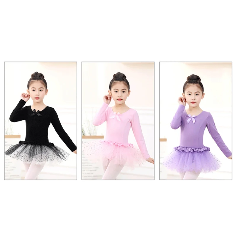 2018 Новый гимнастический костюм Детская Одежда для танцев Одежда для упражнений балетное платье для девочек Хлопковое цельнокроеное