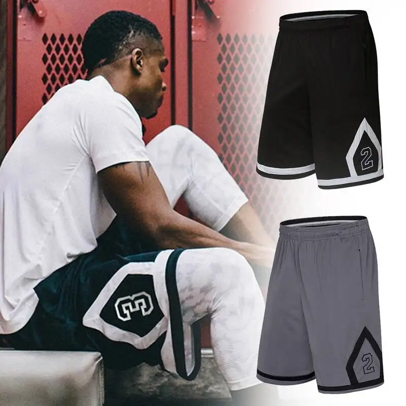 

Summer Basketball Shorts Men Running Short Pants Knee Length Zipper Pocket Training Gym Sport Shorts Male Plus Size