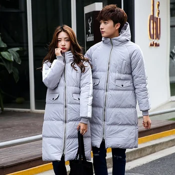 

Uwback 2018 Winter Men Jackets Fashion Striped Men/Women Long Outwear Coats Hooded Warm Couple Parkas Plus Size 5XL Black XA358