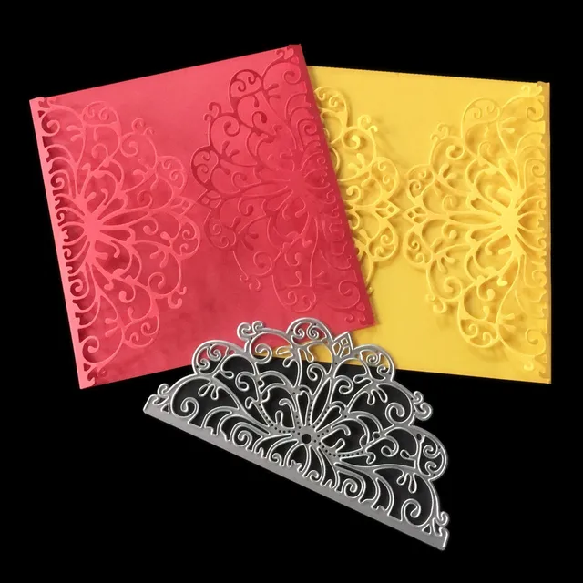 Wedding Invitation Card Lace Flower Border Frame Metal Cutting Dies for
