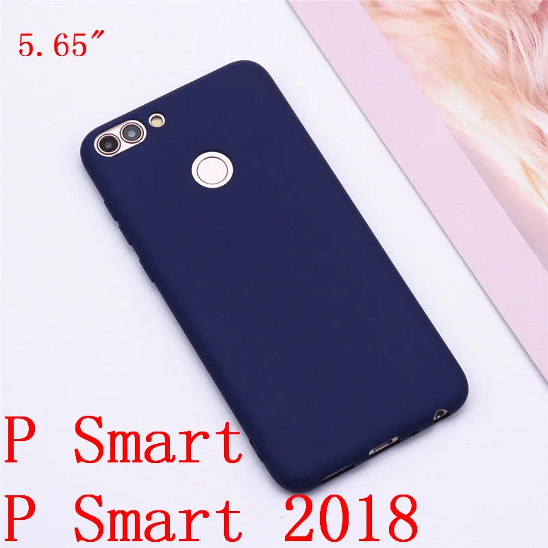 Dark Blue Huawei P Smart чехол TPU Мягкий силиконовый прозрачный чехол конфетный чехол для телефона для huawei P Smart чехол FIG-LX1 Enjoy 7S Чехол - Цвет: Dark Blue