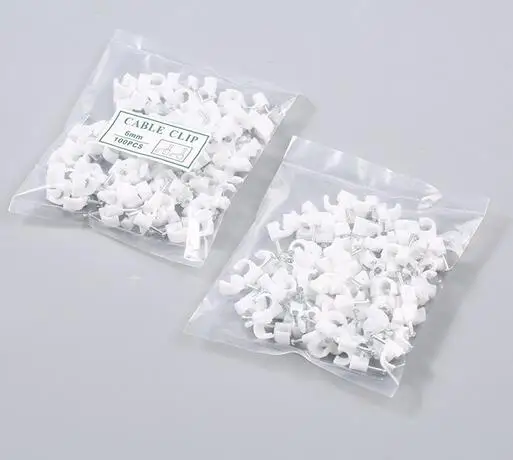 100 шт./пакет 6 мм круглые зажимы для кабеля белые мм|nail wire clips|cable clipcable nail |