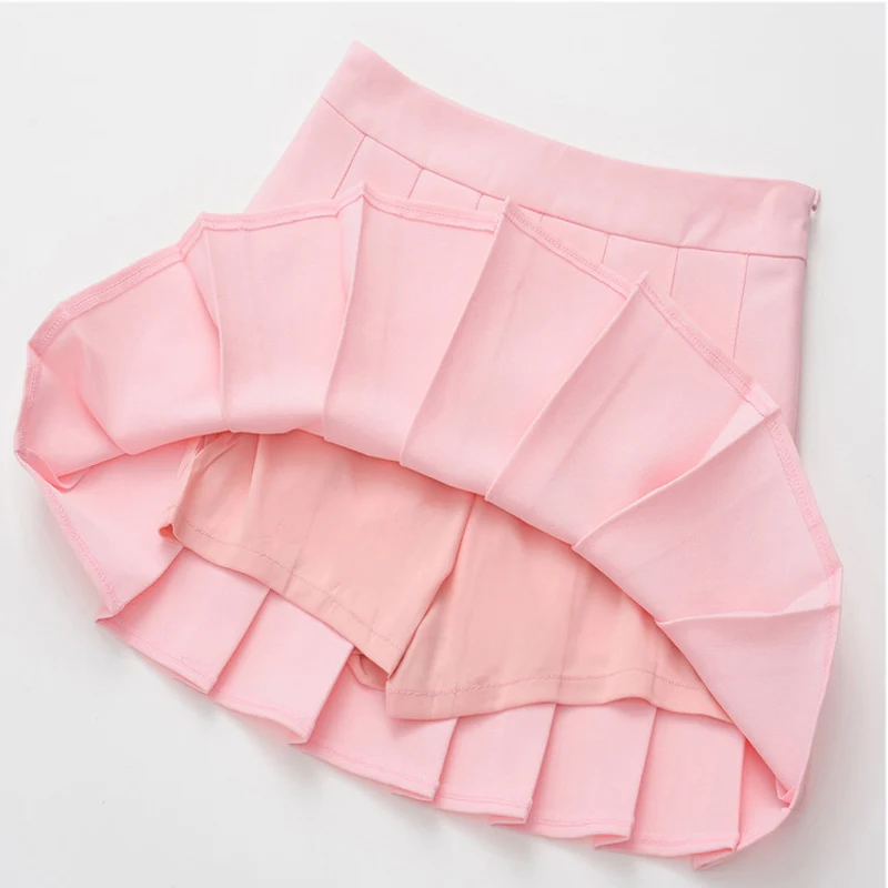 Женская мини-юбка, однотонная, тонкая, высокая талия, на молнии, безопасная, Классическая, для девушек, в теннисном стиле, европейская, плиссированная юбка