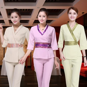 

(10 set/lot)Beautician overalls spring, summer, autumn and winter The new Thai beautician clothing spa spa overalls women