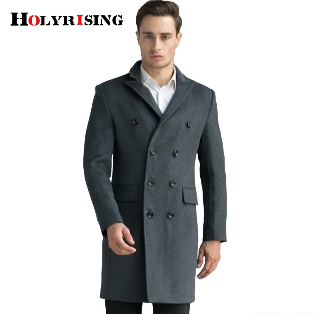 

Autumn Winter Men Coats Wool Jacket Long Outwear Warm Solid Overwear Turn Collar Overcoat For Men Gray Black M-3XL High Quality