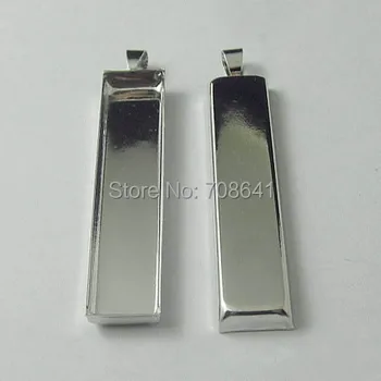 

10x50mm Rectangle Deep Wall Bezel Tray with a Bail Cabochons Bases Pendant Settings Blank Findings bulk Multi-color Plated