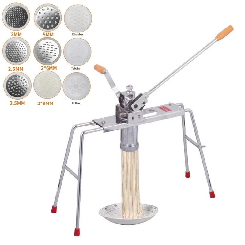 

Stainless Steel Vermicelli Spaghetti Maker Manual Macaroni Pasta Machine With 9 Noodle Mould Linguine Maker For Home Commercial