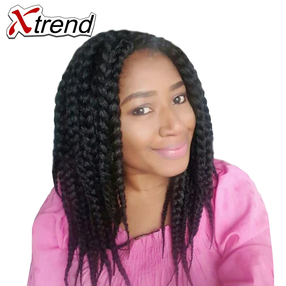 

Xtrend 3S Box Braid Crochet Hair 14inch 12stands Synthetic Hair Extensions Black Brown Burgundy High Temperature Fiber 4PCS/Lot
