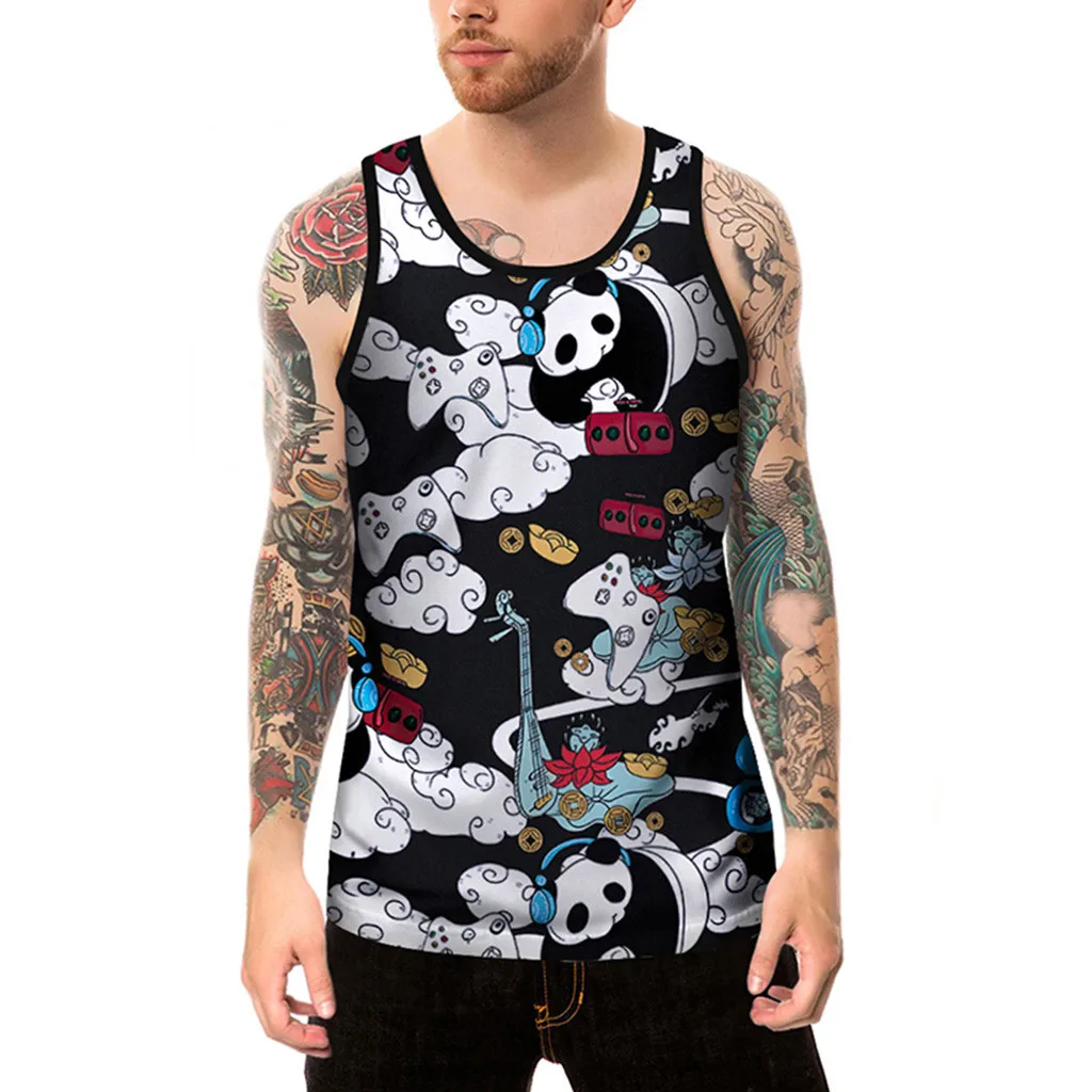 

Men's Close-fitting Vest Fitness Elastic Casual O-neck Breathable H Type All Cotton Solid Undershirts Male Tanks Apr29