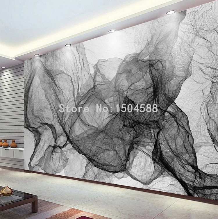 Современные простые черно-белые полосы волнистые ТВ фон стены фото обои столовая галерея абстрактное искусство обои 3D Фреска