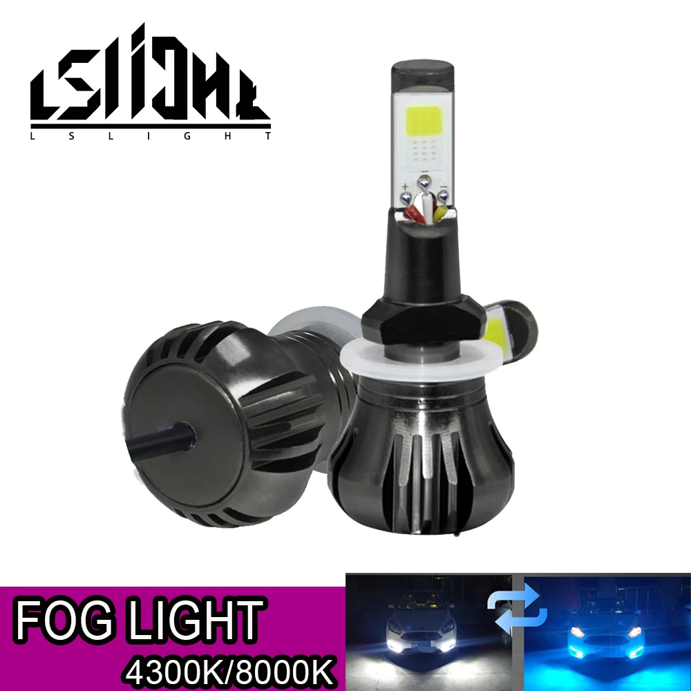 

LSlight Car Fog Headlight Bulb H27 H3 H8 H11 H9 880 881 Auto Antifog Lights 12V 55W 6000K 8000K 9600lm White Blue Fog Ice Lamp