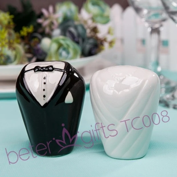 56pcs=28pair(2pcs/box) Bride and Groom Salt and Pepper Shaker Favors ...